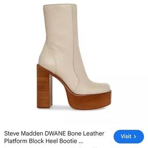 Steve Madden Bone Leather Platform Block Heel Boot